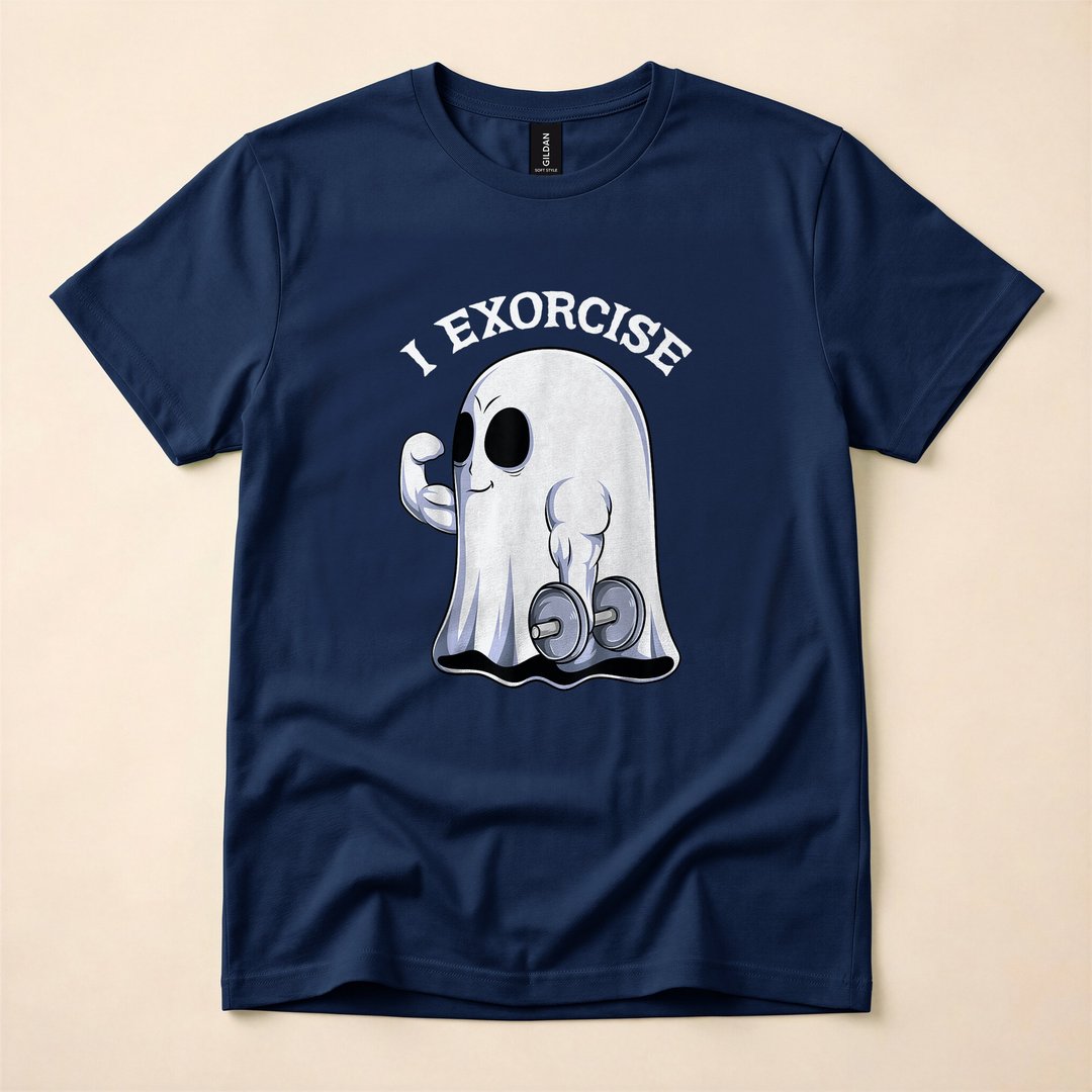 Ghost I Exorcise Funny Gym Workout Halloween T-Shirt - photo 2