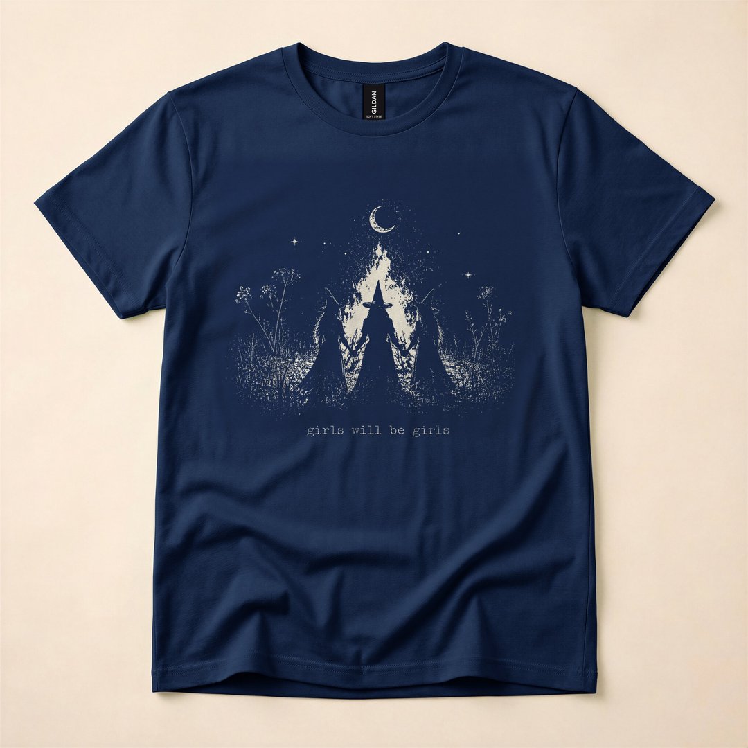 Girls Will Be Girls Witchy Halloween T-Shirt, Funny Witch Spooky Season Graphic Tee - photo 2