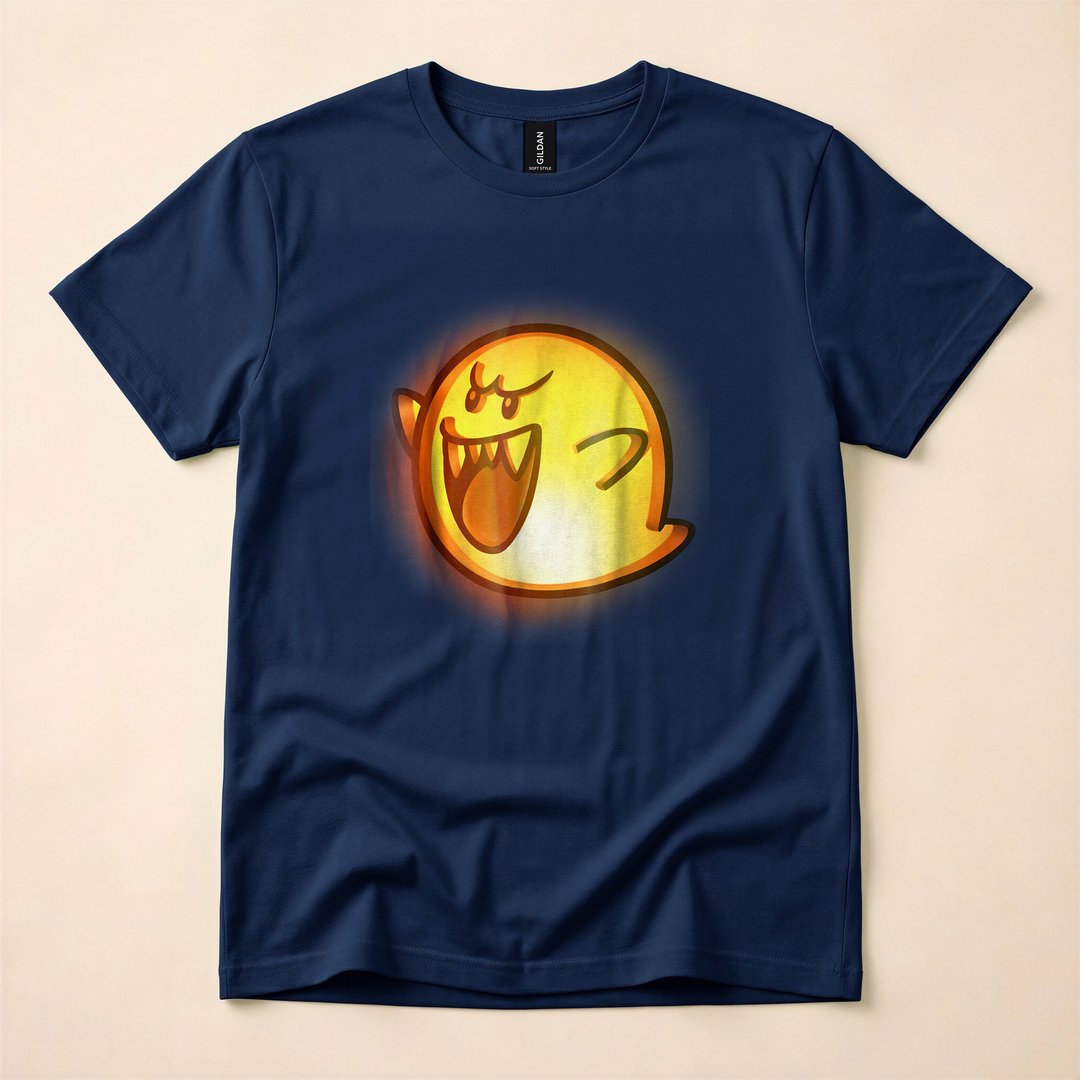Super Mario Boo Ghost Halloween Pumpkin T-Shirt - photo 2