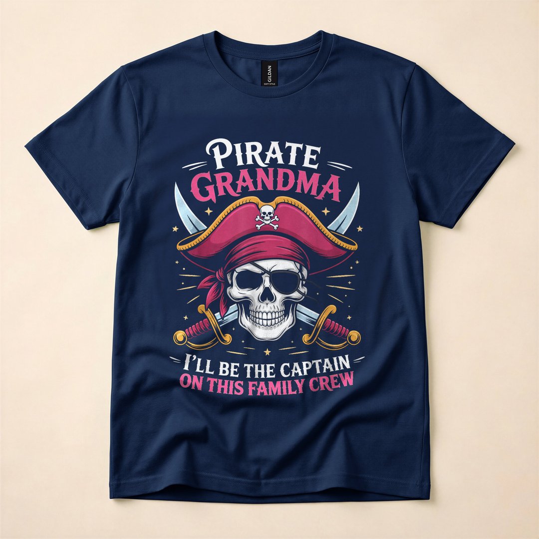 Pirate Grandma Skeleton Boat Captain Halloween T-Shirt - photo 2