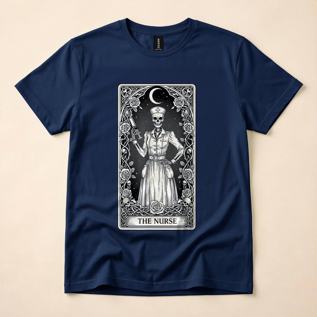 The Nurse Skeleton Tarot Card Gothic T-Shirt - photo 2