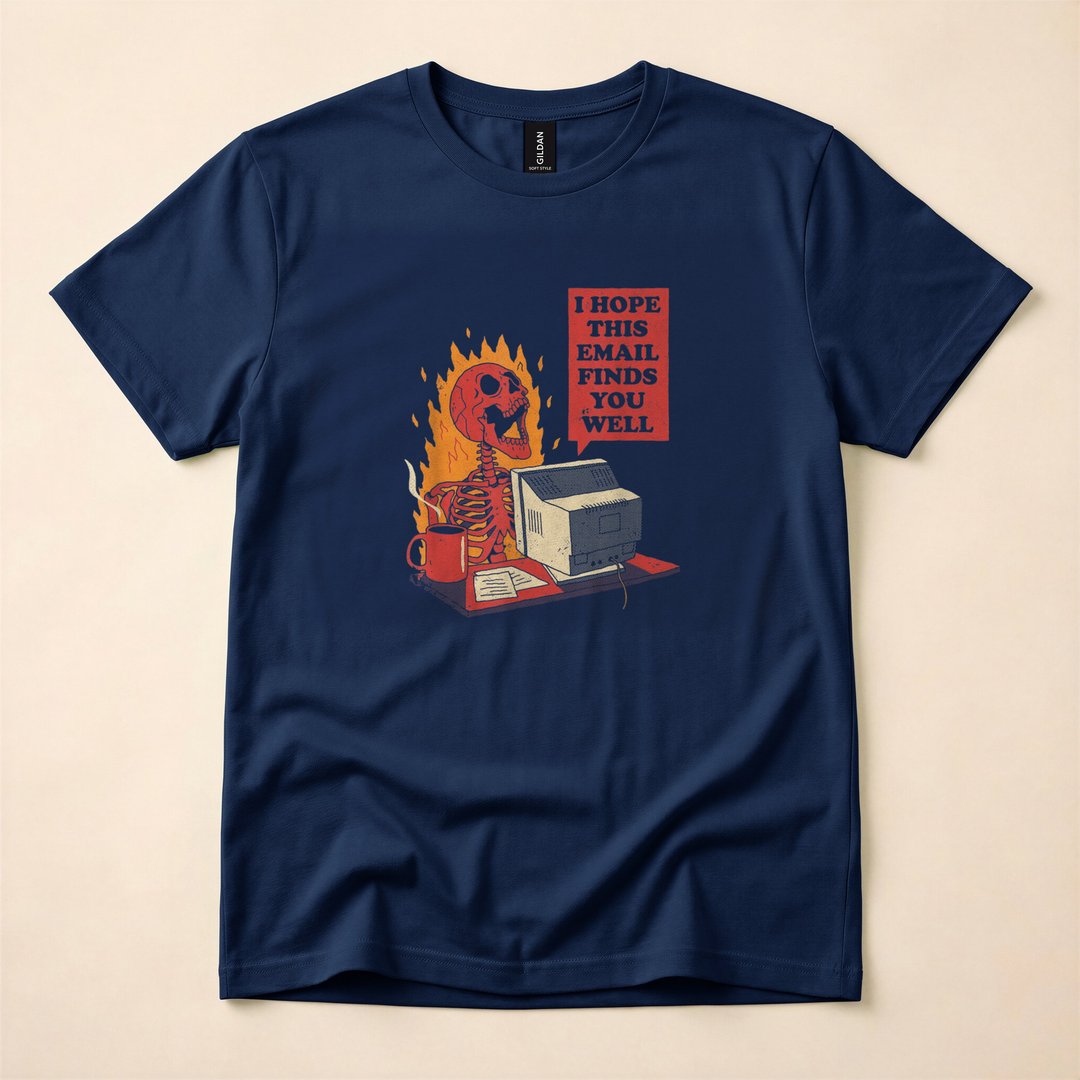 I Hope This Email Finds You Well Funny Skeleton T-Shirt - photo 2