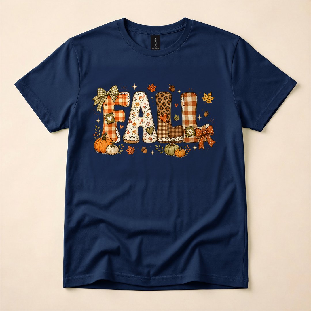 Leopard Patchwork Pumpkin Bow Fall Autumn T-Shirt - photo 2
