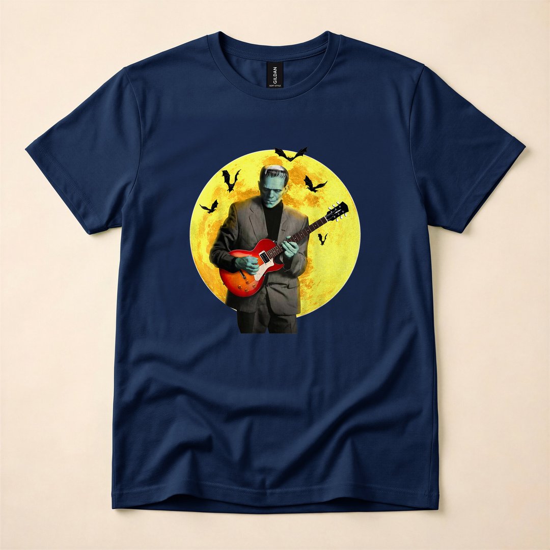Frankenstein Plays Electric Guitar Frankenguitar Halloween T-Shirt - photo 2