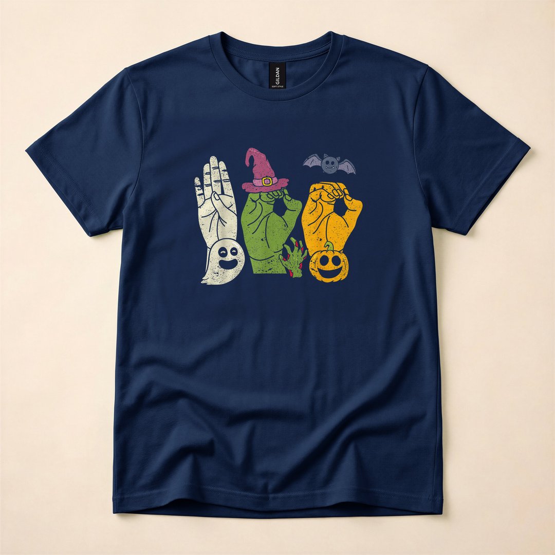 Boo Hands ASL Sign Language Halloween T-Shirt - photo 2
