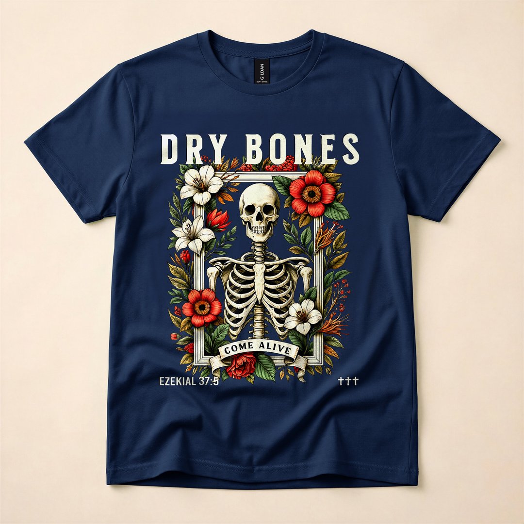 Dry Bones Come Alive Funny Floral Skeleton T-Shirt - photo 2