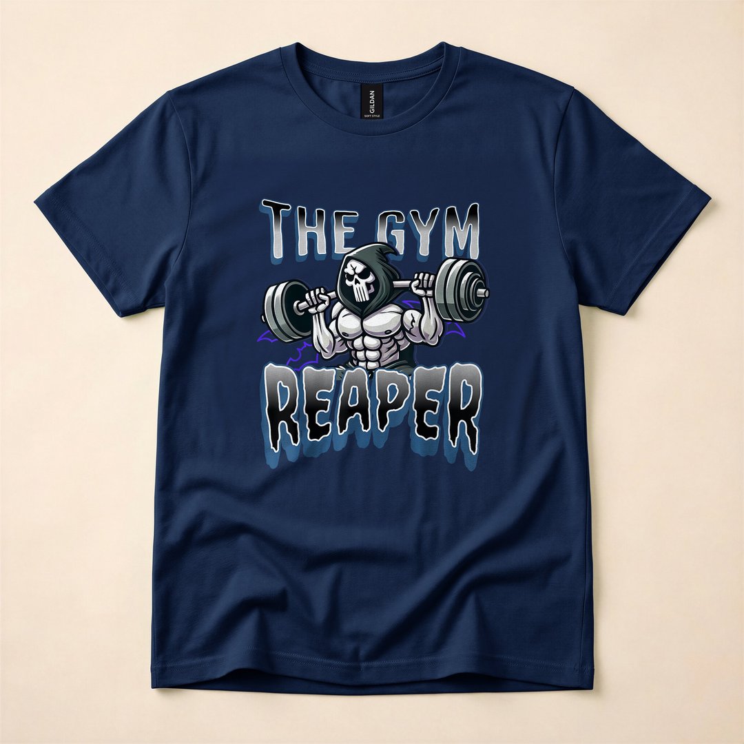 Grim Reaper Gym Workout Weightlifting Halloween T-Shirt - photo 2