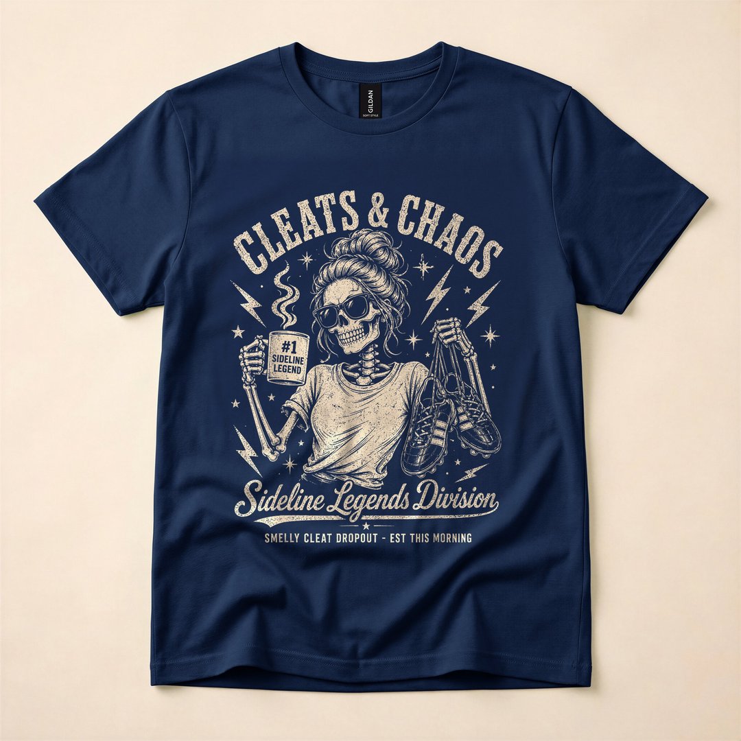 Cleats and Chaos Skeleton Soccer Mom Halloween T-Shirt - photo 2