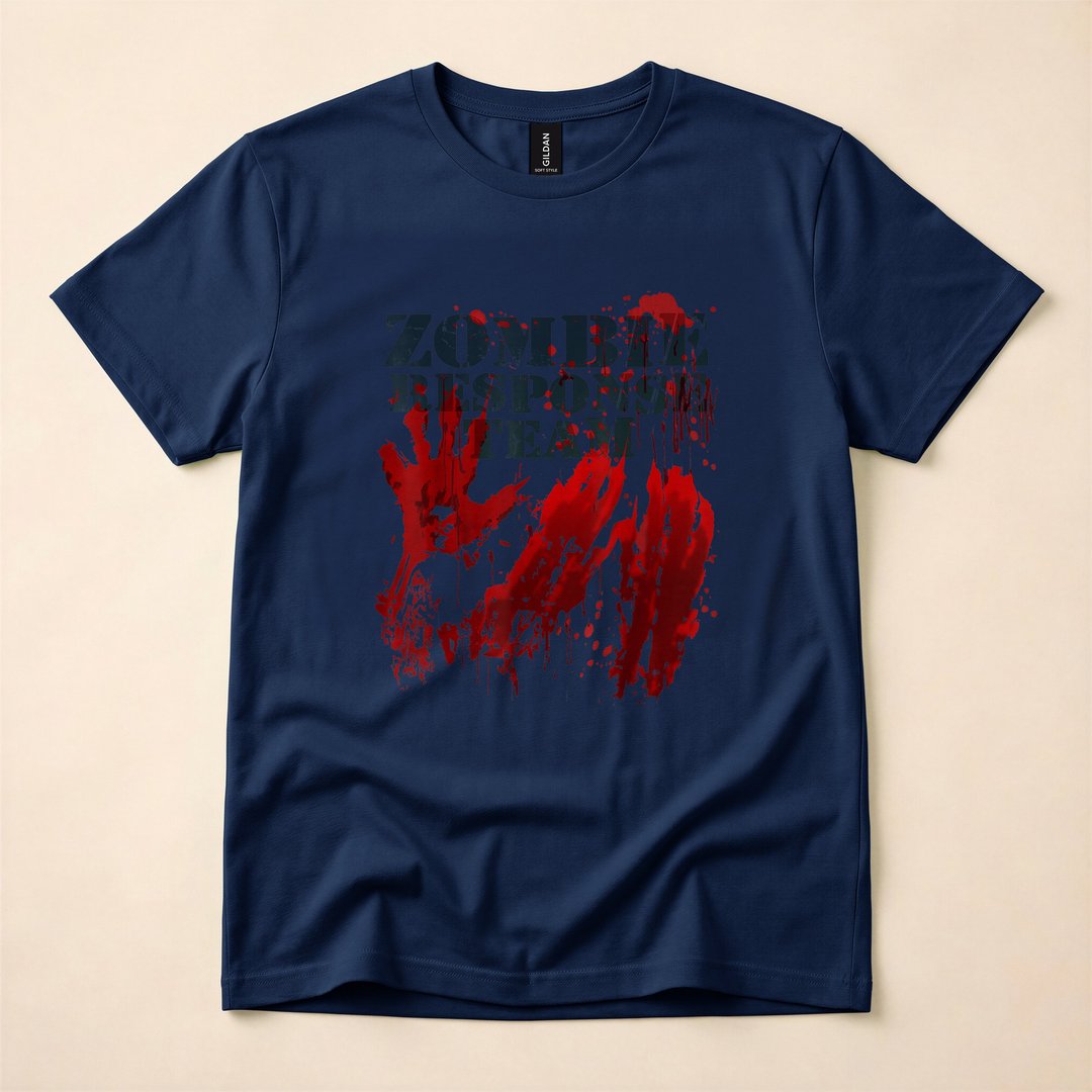 Zombie Response Team Bloody Handprints Halloween T-Shirt - photo 2