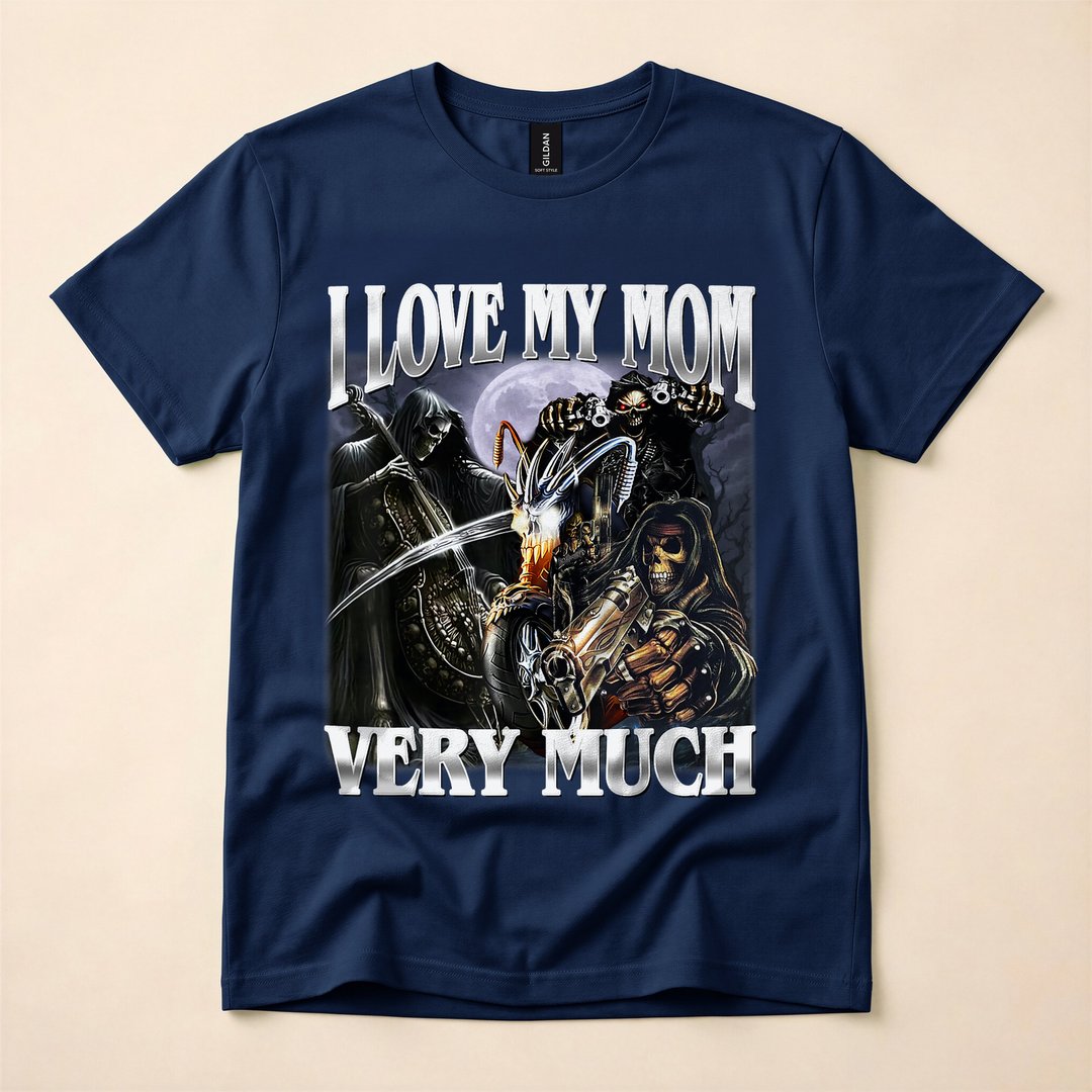 I Love My Mom Very Much Funny Skeleton Meme T-Shirt - photo 2
