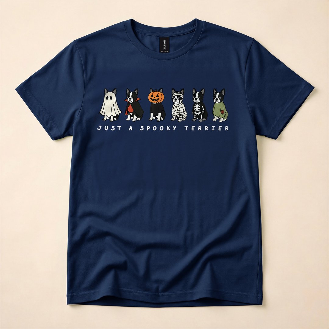 Spooky Boston Terrier Ghost Funny Halloween T-Shirt - photo 2