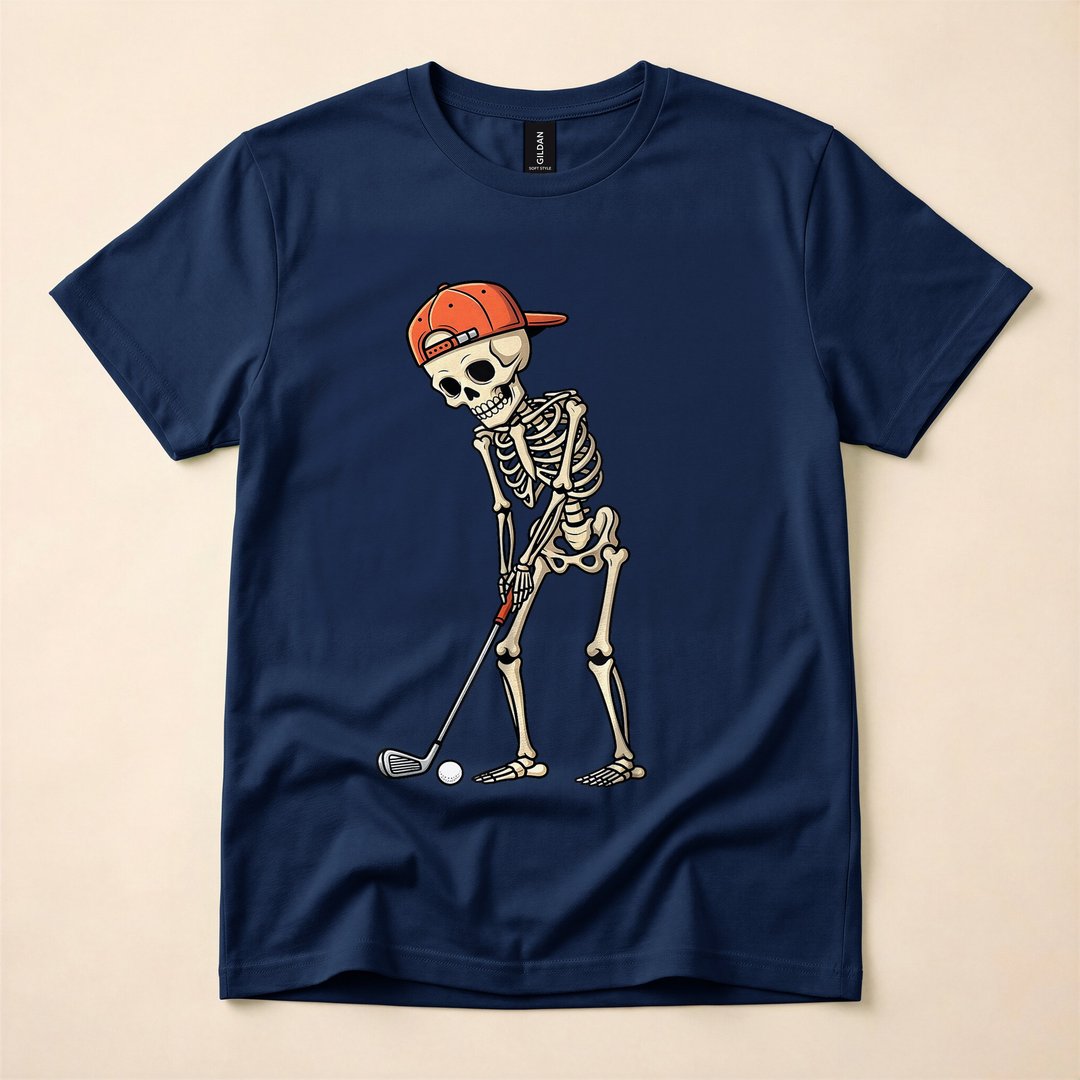Skeleton Playing Golf Funny Golfer Halloween T-Shirt - photo 2