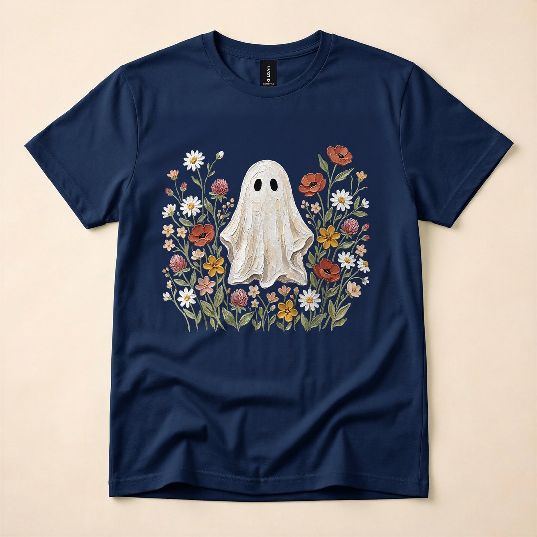 Cute Ghost Wildflower Cottagecore Halloween T-Shirt - photo 2