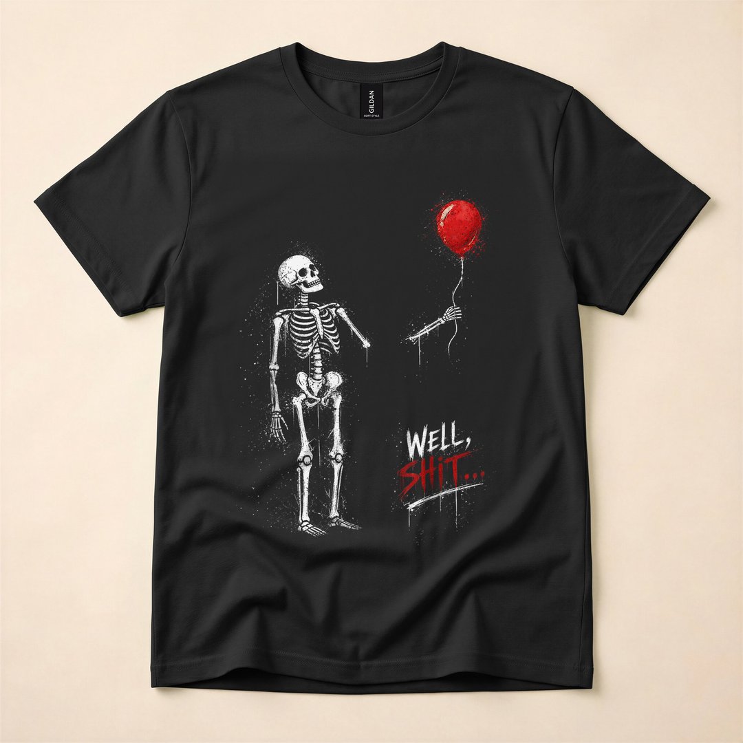 Well Skeleton Clutching Its Balloon Funny T-Shirt
