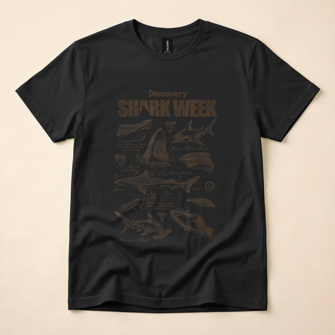 Shark Week Species Infographic Ocean Chart T-Shirt - photo 3