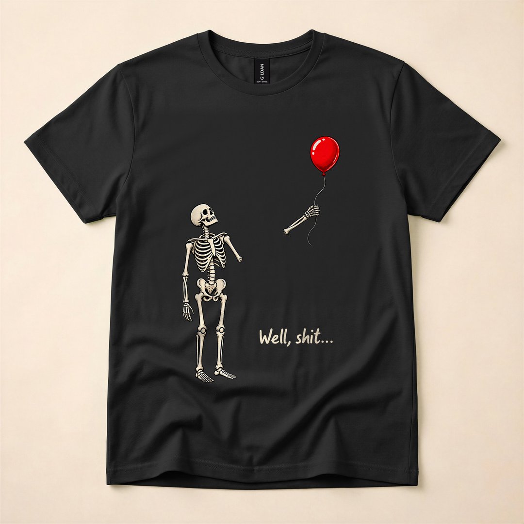 Gothic Skeleton Watching Its Balloon Float Away T-Shirt