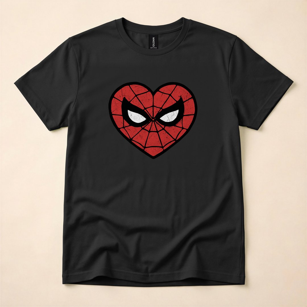 Spider-Man Heart-Shaped Mask Portrait T-Shirt