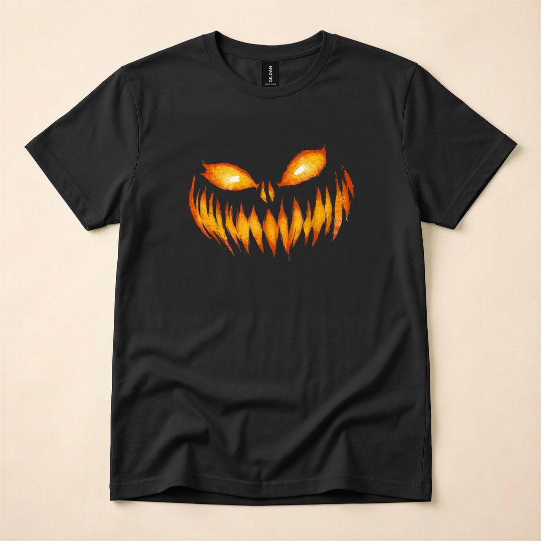 Scary Jack-o'-Lantern Carved Pumpkin Face T-Shirt