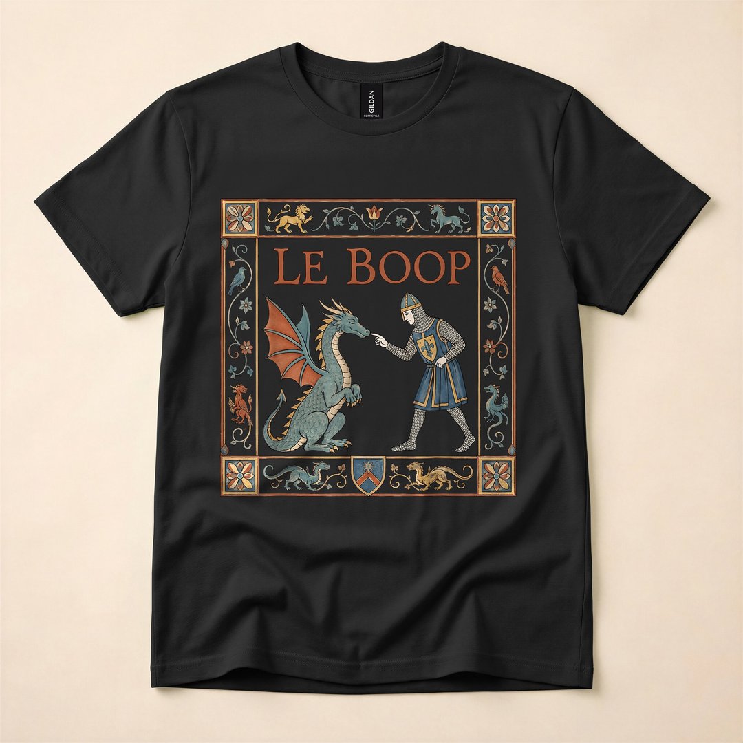 Le Boop Medieval Knight Boops a Dragon Funny T-Shirt - photo 1