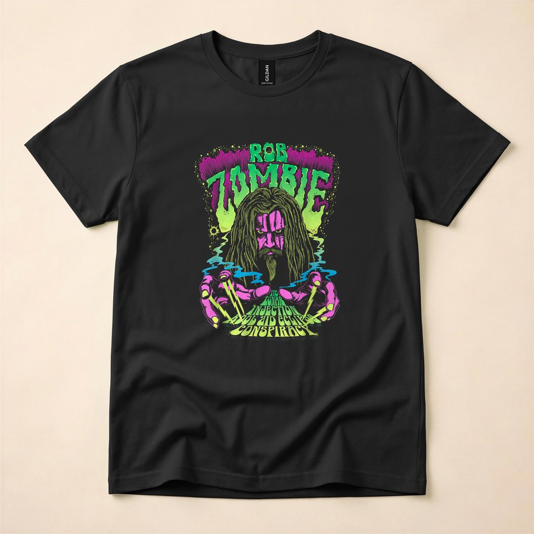 Rob Zombie Lunar Neon Horror Rock T-Shirt