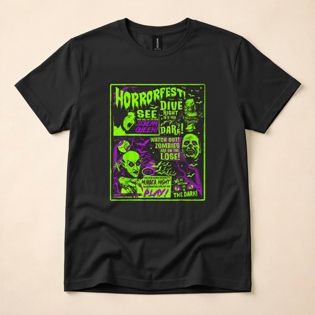 Vintage Horrorfest Retro Movie Poster Halloween T-Shirt