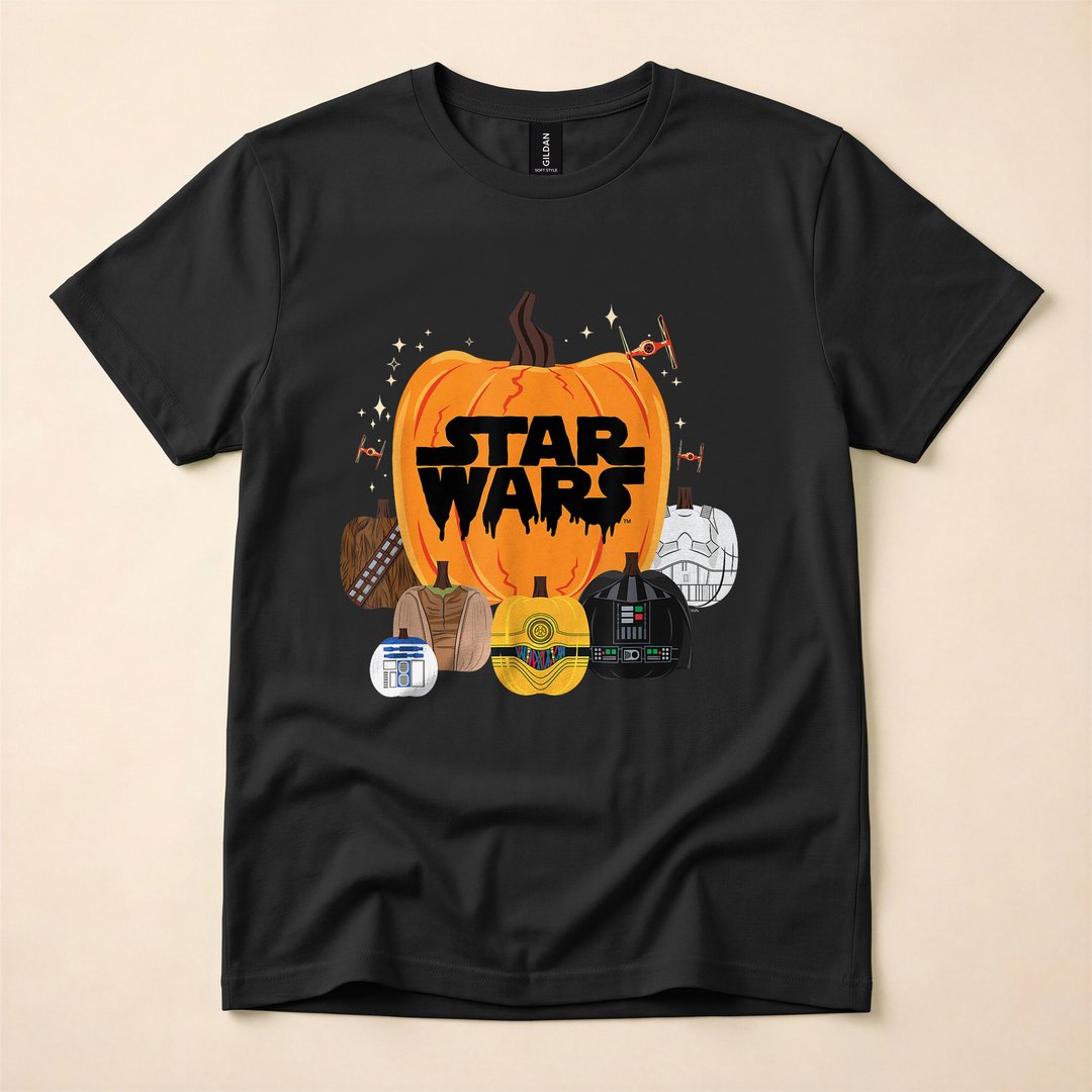 Star Wars Characters Carved Pumpkin Group Halloween T-Shirt