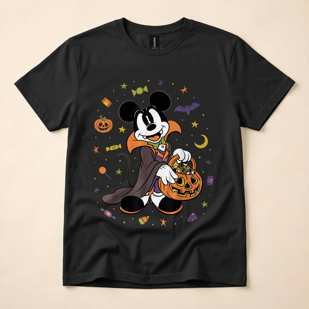 Mickey Mouse Vampire Trick-or-Treat Halloween Icons T-Shirt