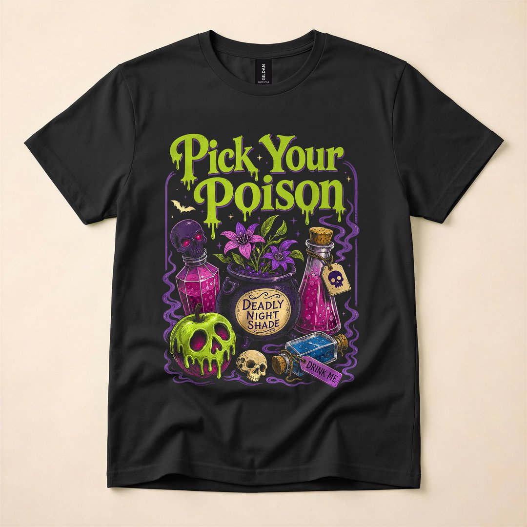 Pick Your Poison Vintage Wizard Halloween T-Shirt