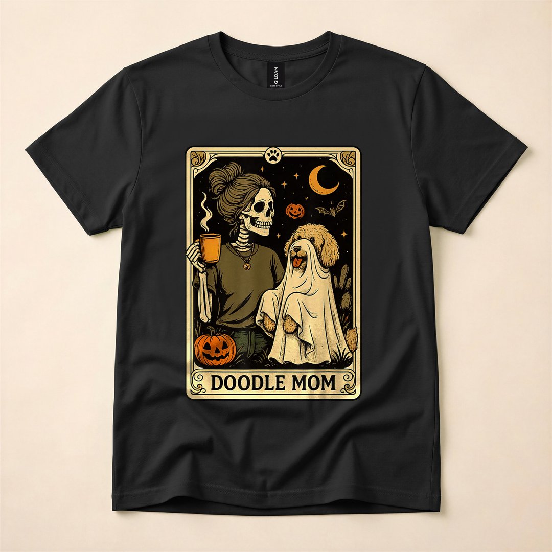 Ghost Goldendoodle Tarot Card Dog Mom Halloween T-Shirt