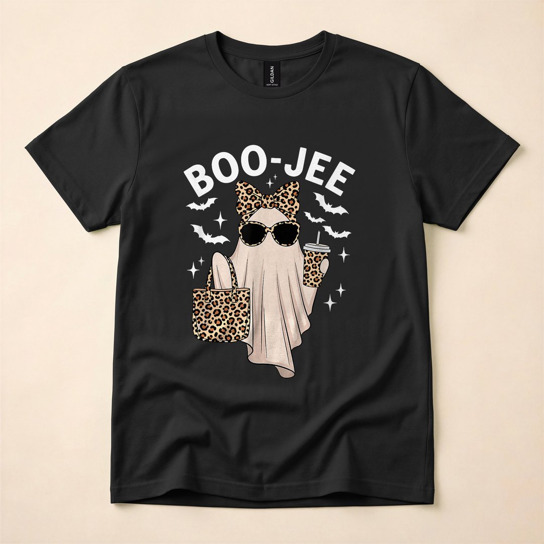 Boo-JEE Coquette Leopard Ghost Coffee Halloween T-Shirt