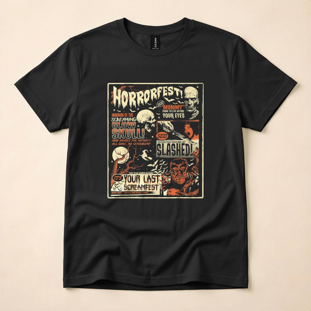 Vintage Horrorfest Terror Movie Poster Halloween T-Shirt