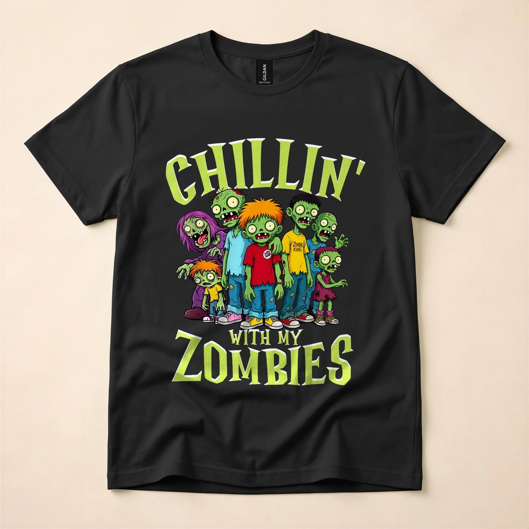 Chillin with My Zombies Funny Halloween Zombie T-Shirt