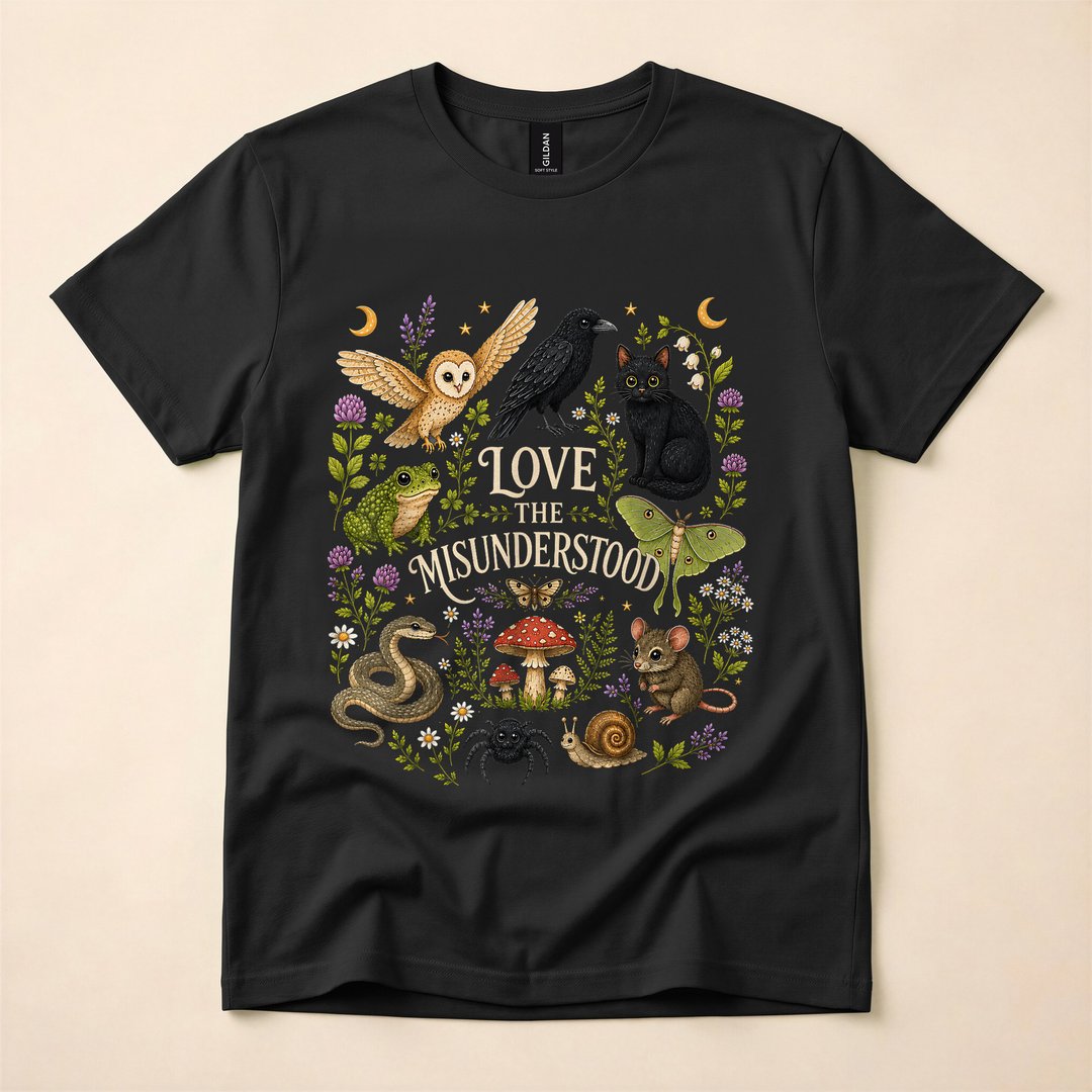 Love the Misunderstood Bat Raven Snake Spider and Frog T-Shirt