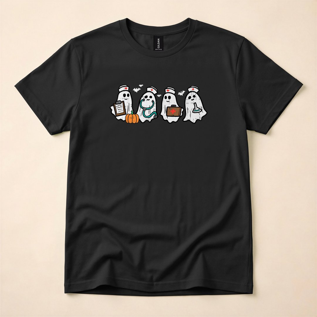 Ghost Nurses Halloween Crew Funny Costume T-Shirt