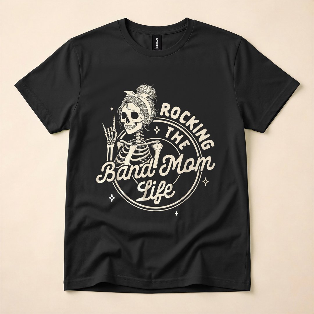 Band Mom Skeleton Rocking Mom Life Halloween T-Shirt