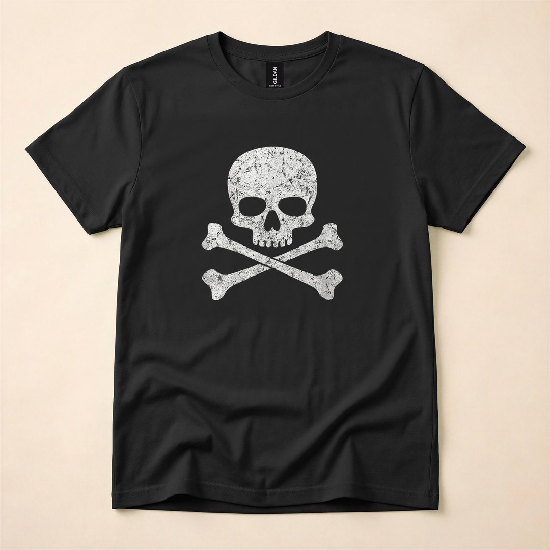 Skull and Crossbones Jolly Roger Skeleton Halloween T-Shirt