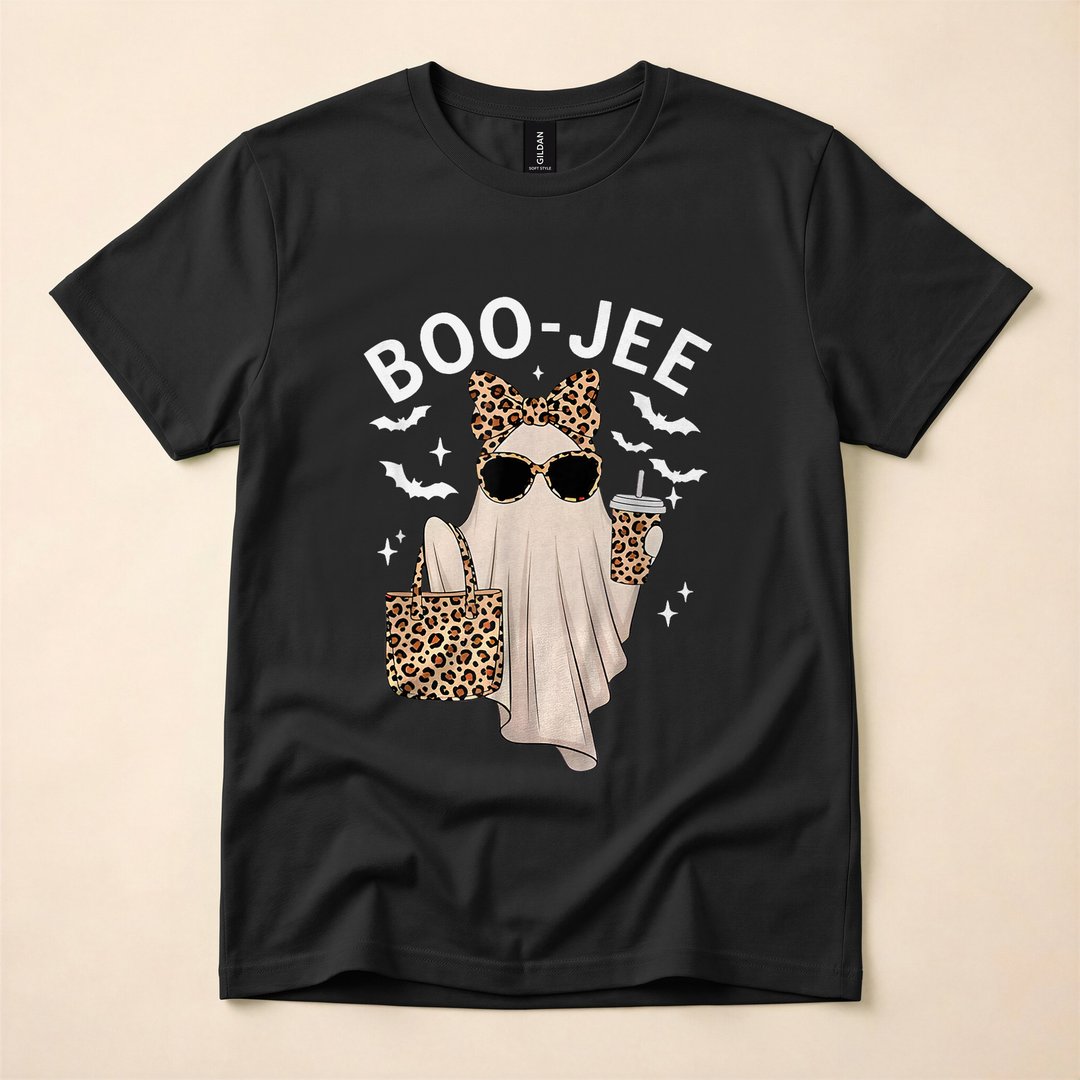 Boo-JEE Leopard Ghost Spooky Season T-Shirt