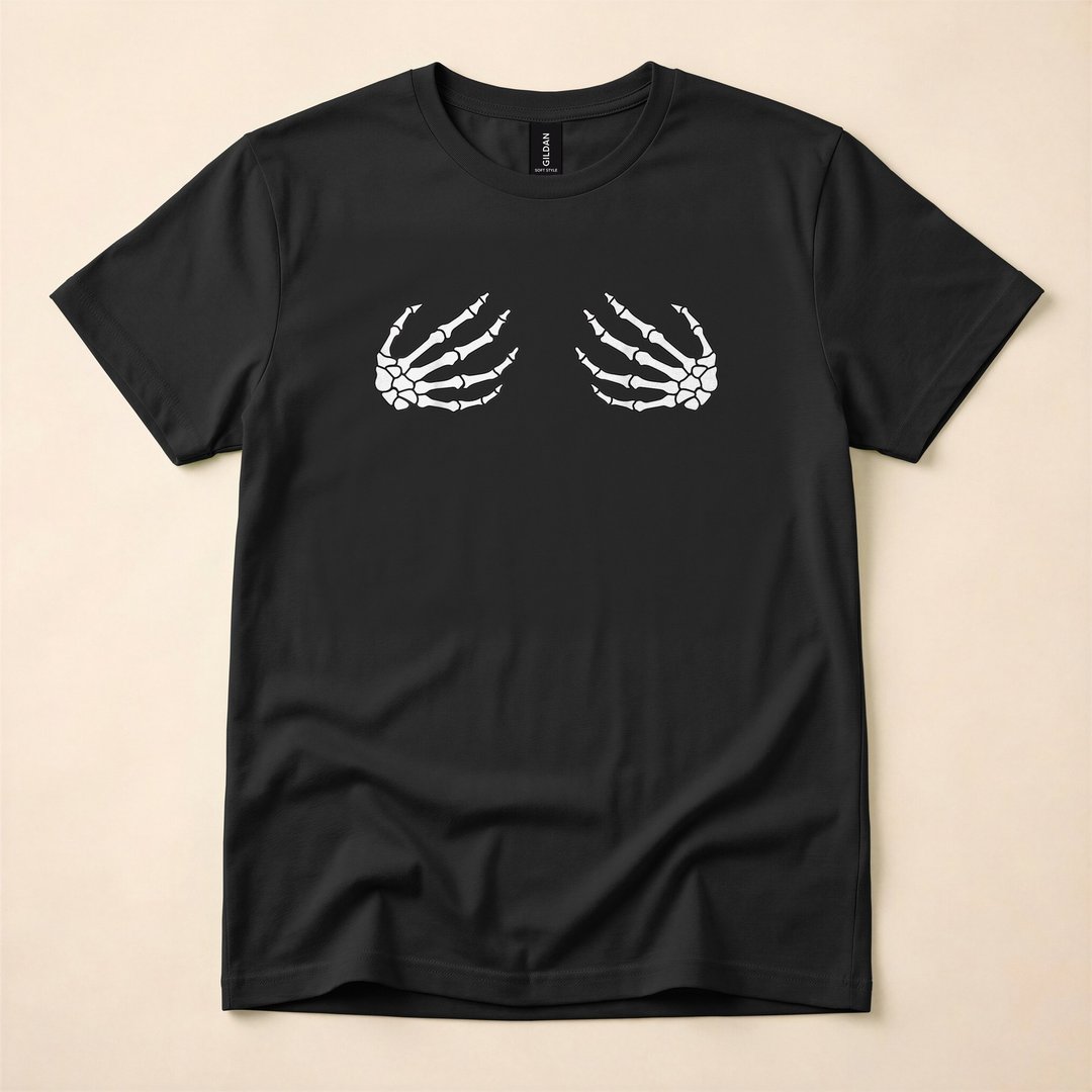 Skeleton Hands Cheeky Funny Halloween Costume T-Shirt