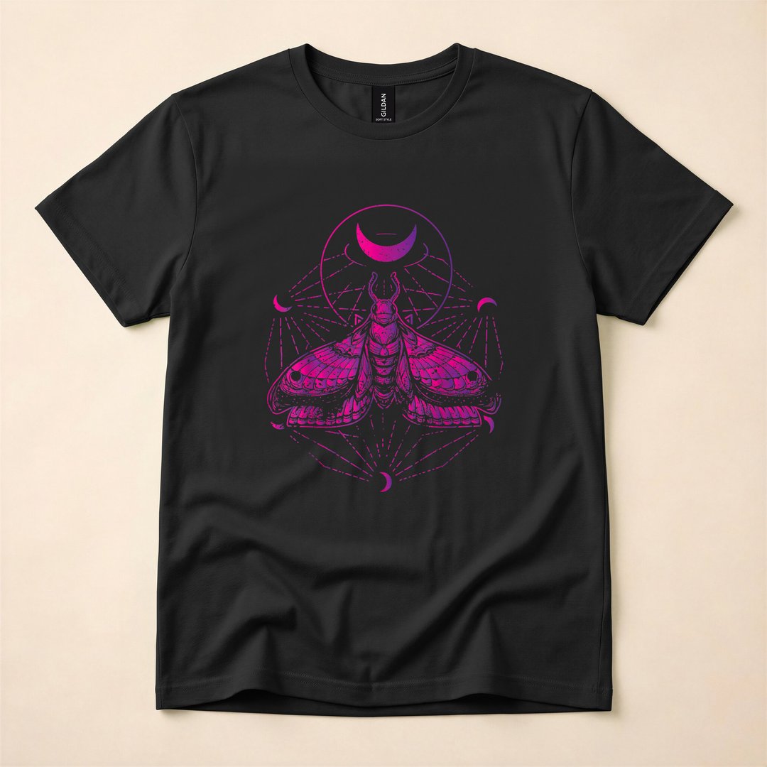 Goth Moth Crescent Moon Creepy Aesthetic T-Shirt