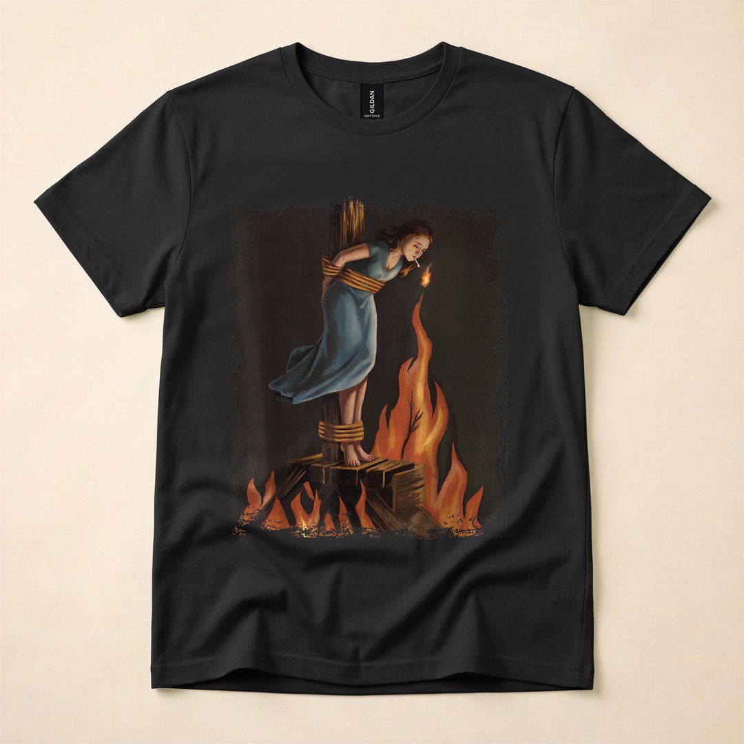 Occult Witch Lighting Flames Feminist T-Shirt