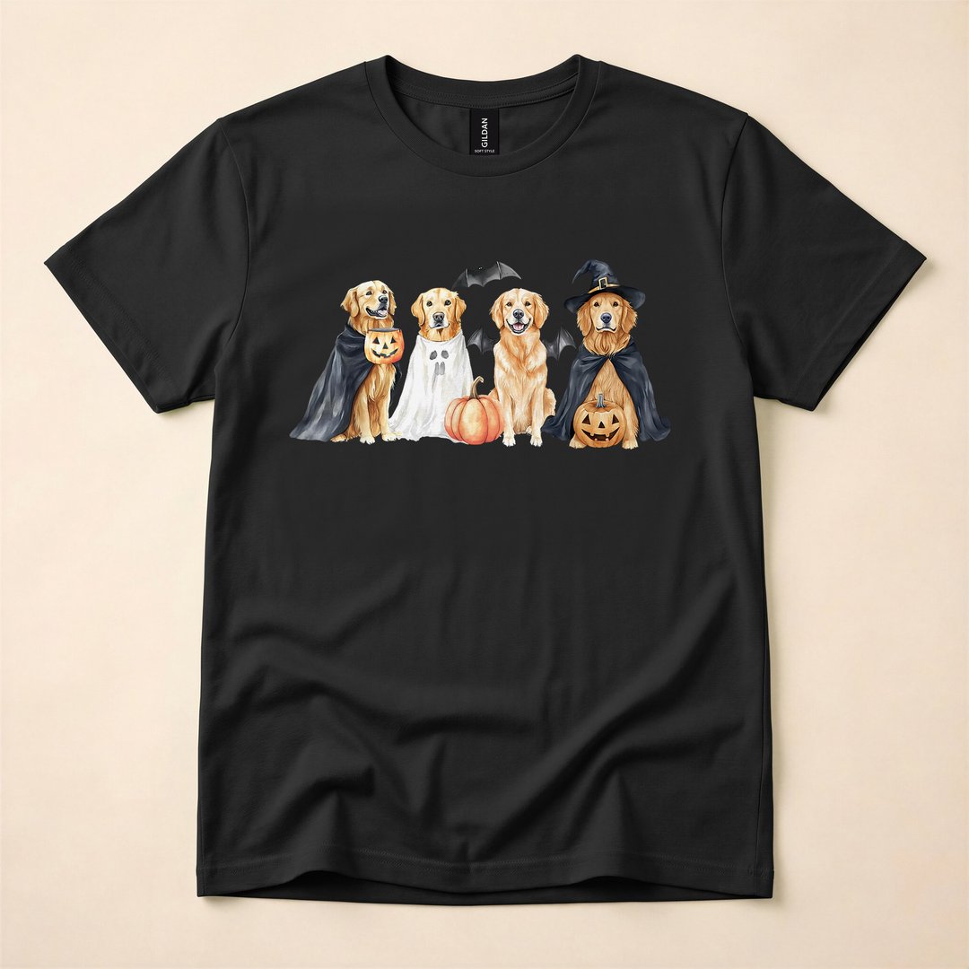 Golden Retriever Ghost Boo Witch Halloween Dog T-Shirt