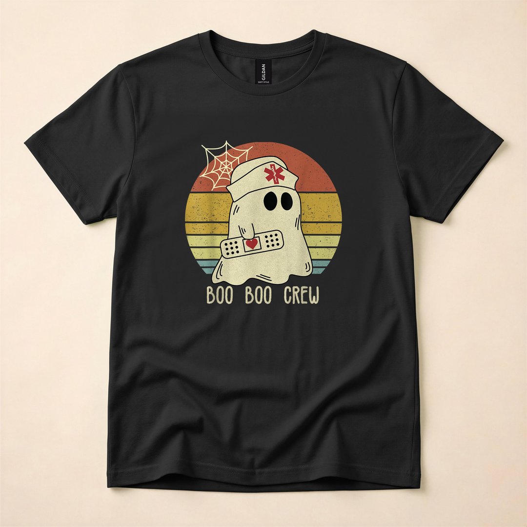 Boo Boo Crew Funny Ghost Nurse Halloween T-Shirt