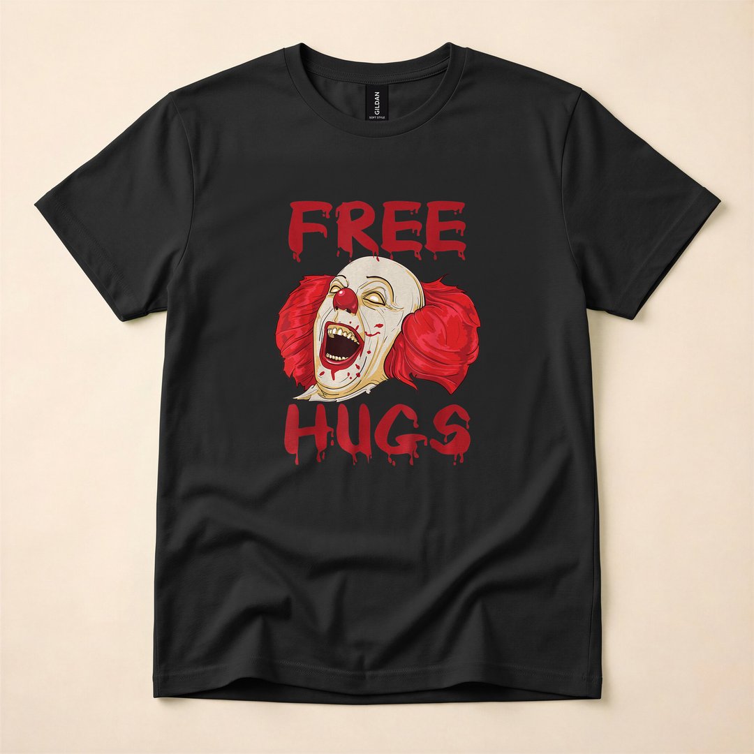 Free Hugs Scary Killer Clown Halloween Horror T-Shirt