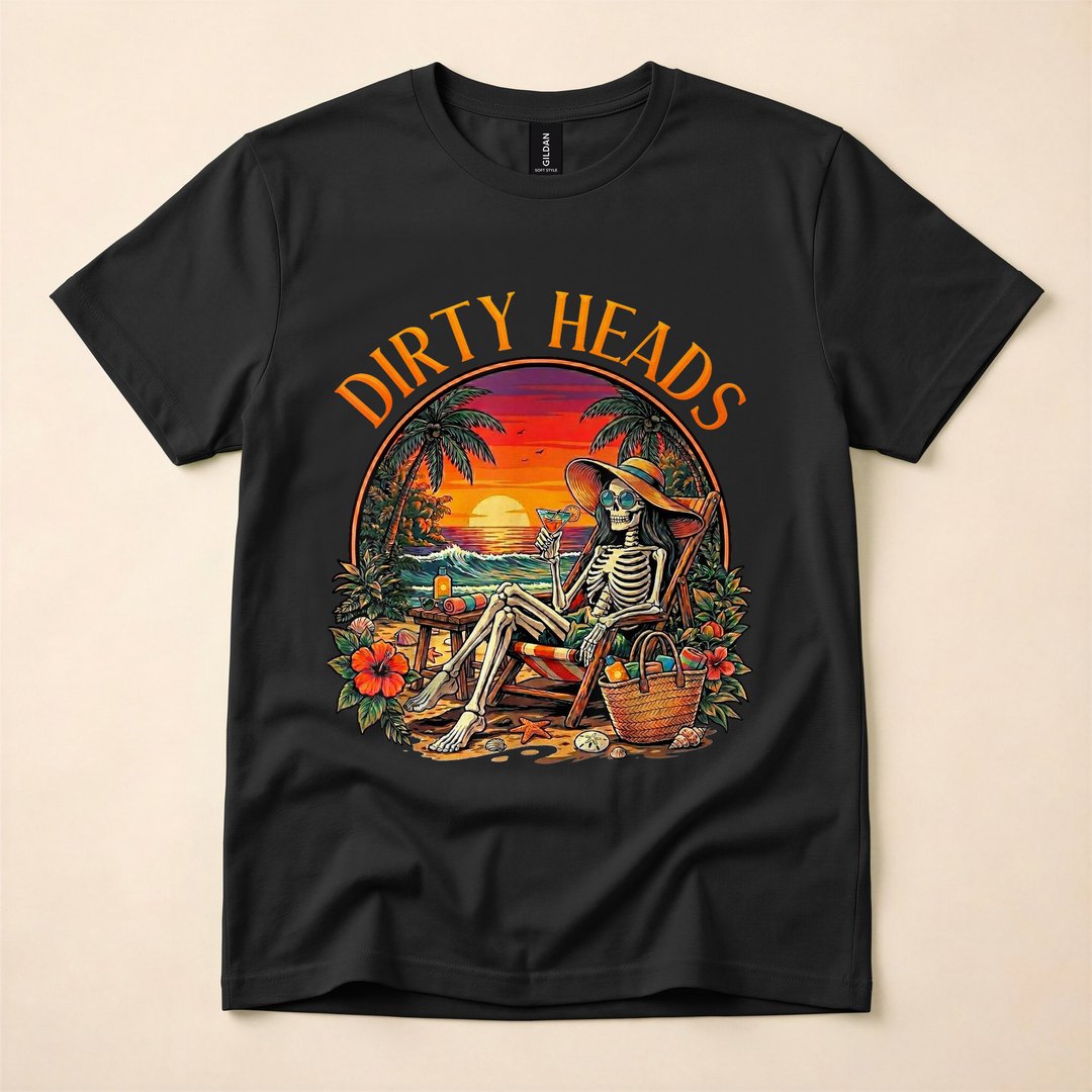 Funny Beach Skeleton Summer Vacation Vibes T-Shirt