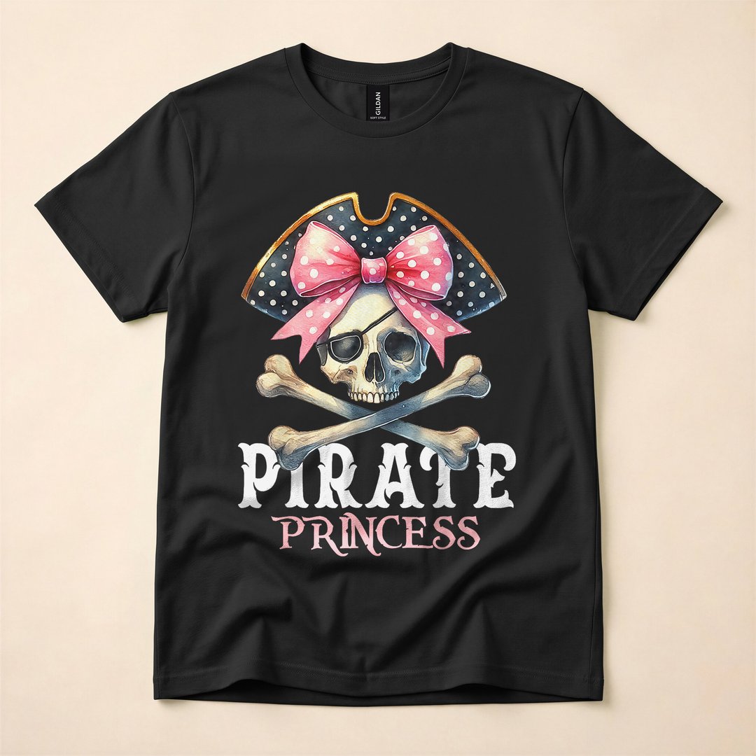 Pirate Princess Coquette Bow Halloween Costume T-Shirt - photo 1