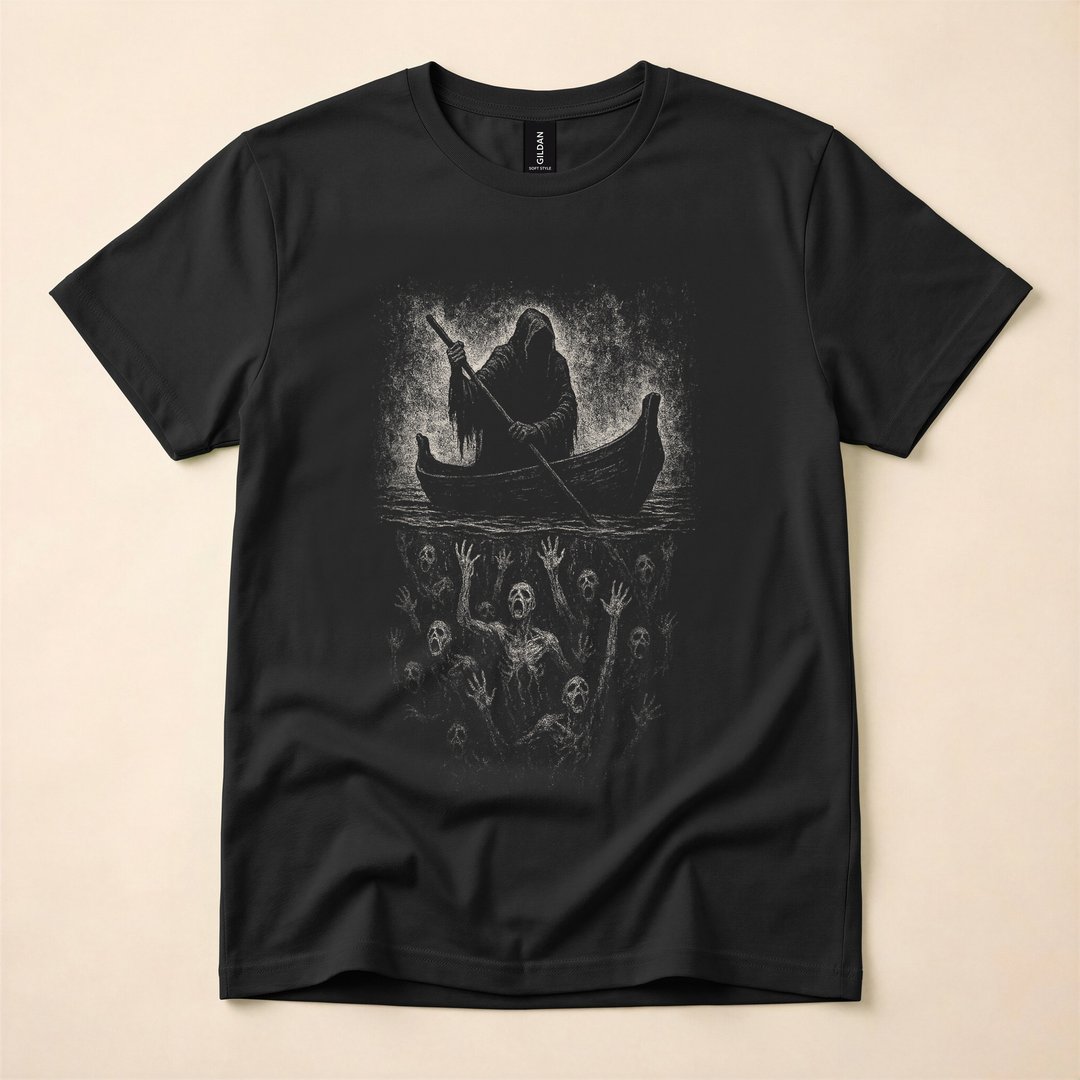 Charon Reaper Underworld Goth Horror Mythology T-Shirt