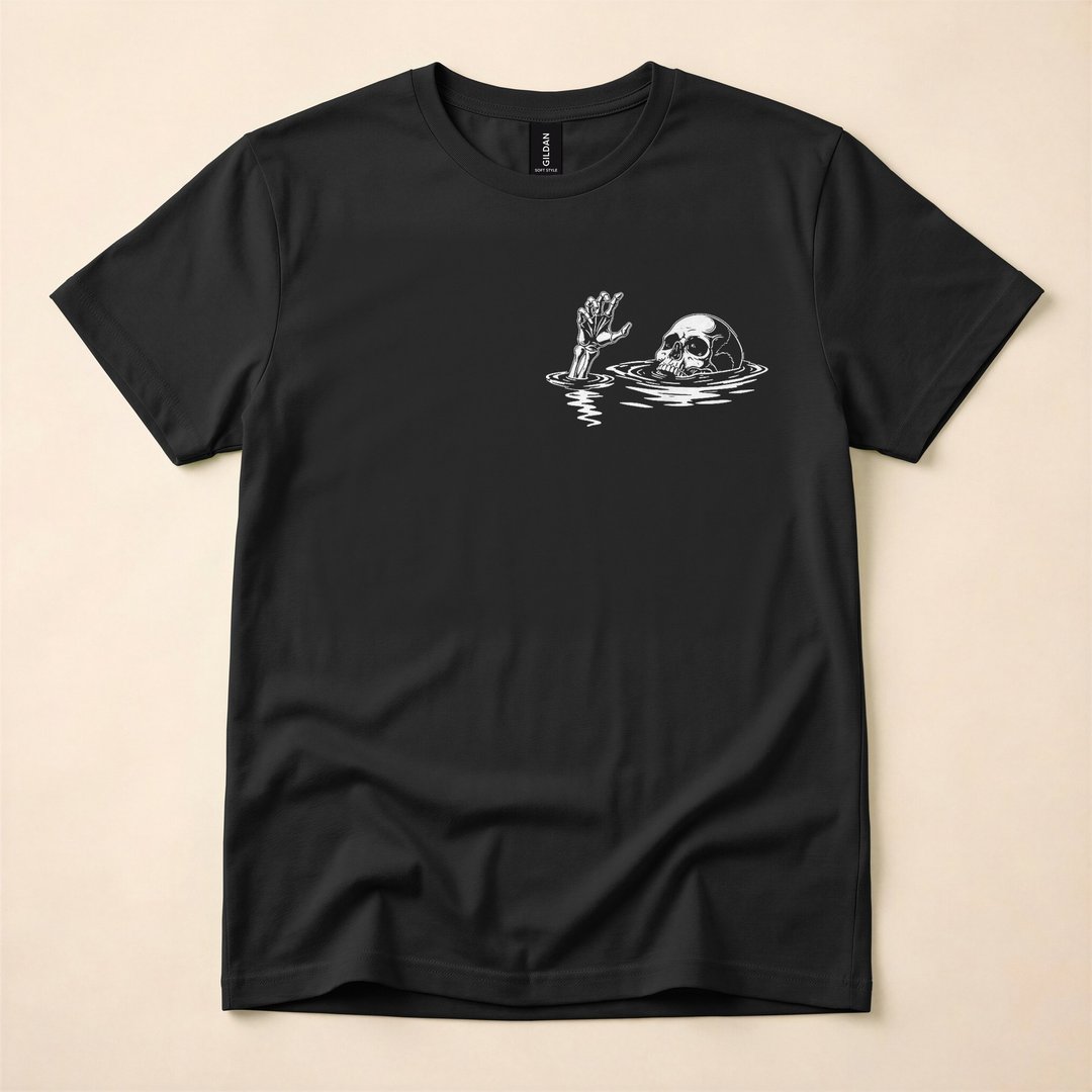 I'm Fine Drowning Skeleton Funny Two-Sided Halloween T-Shirt