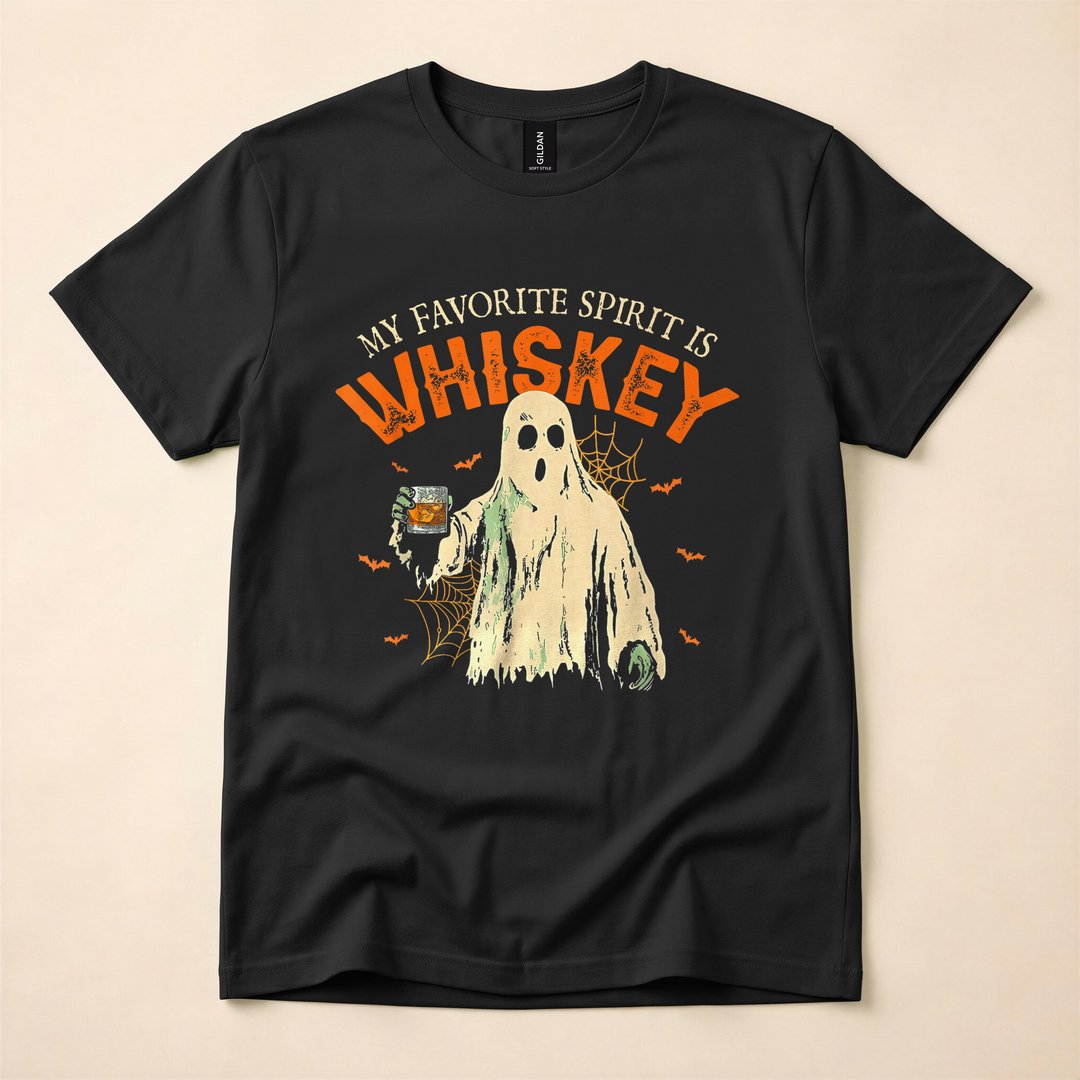 My Favorite Spirit Is Whiskey Funny Ghost Halloween T-Shirt