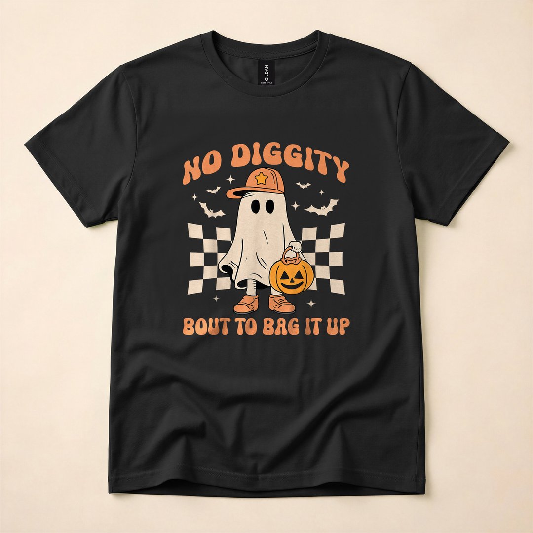 Boo Ghost No Diggity Funny Kids Halloween T-Shirt