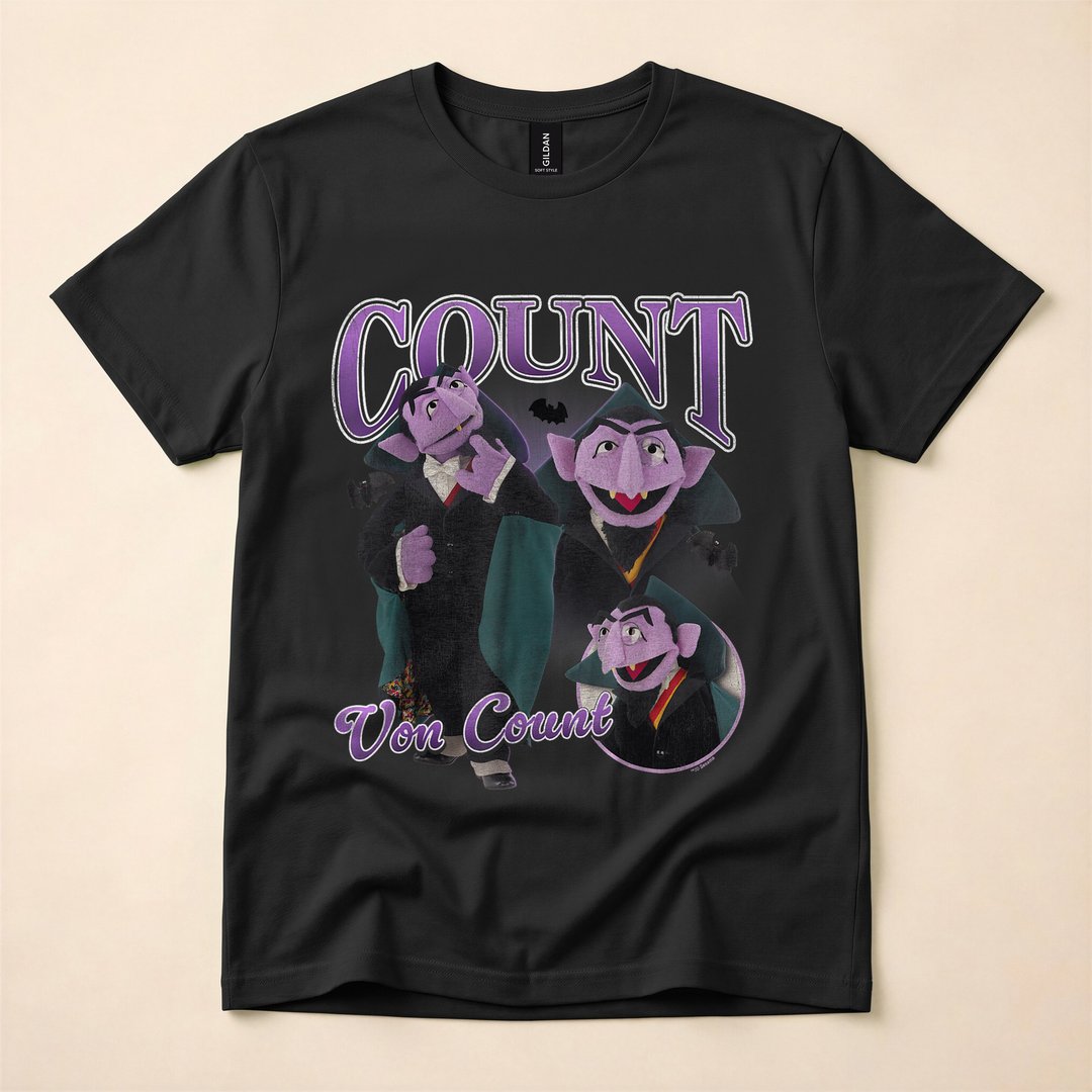Count von Count Vampire Sesame Street Bootleg T-Shirt, Retro Halloween Graphic Tee